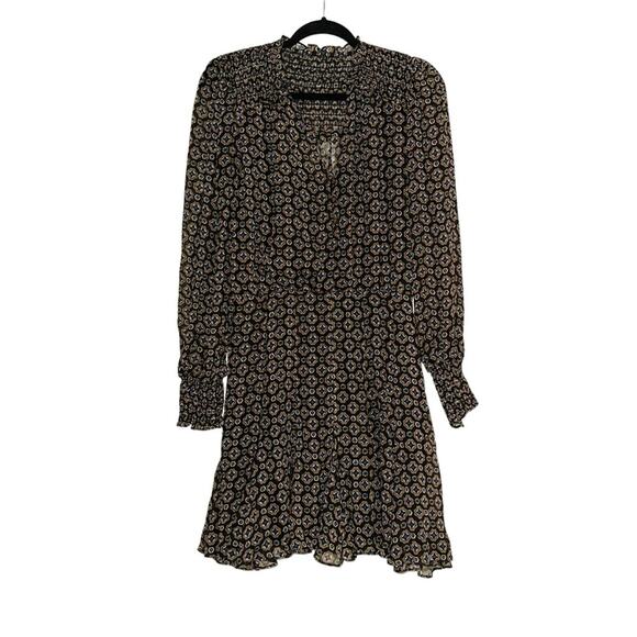 Veronica Beard Sacchi Token Print Long Sleeve Chiffon Short Dress 4 - Picture 3 of 11